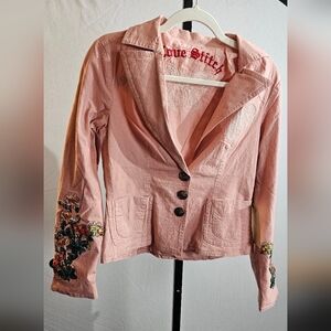 83 - Love Stitch pink jacket with embroidery size medium junior